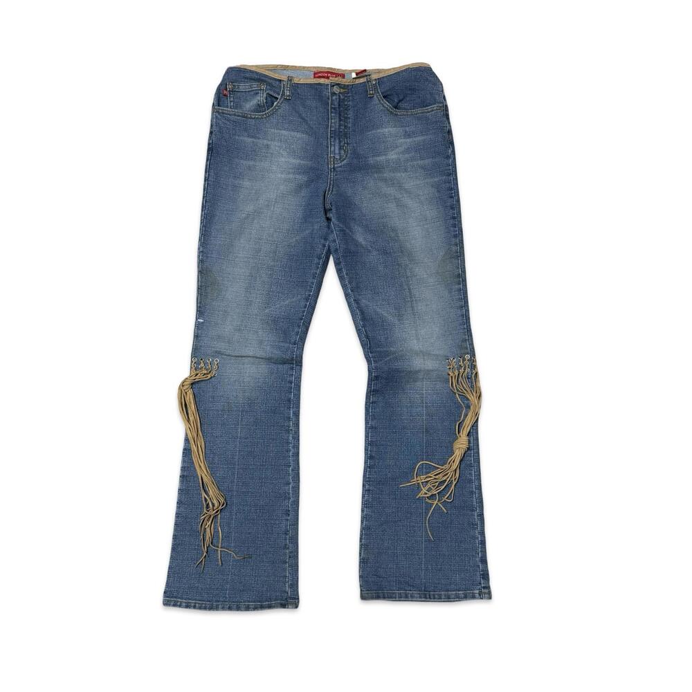 London Blue Low Waist Viggos Jeans with Fringe Detailing